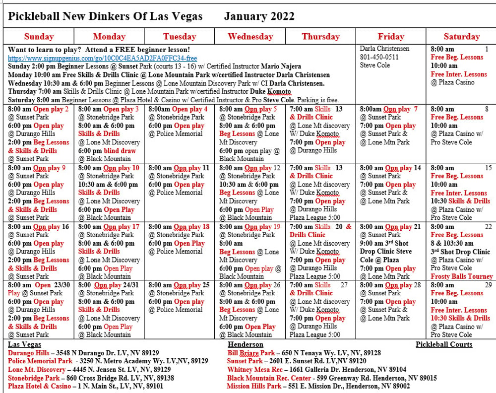 Dinker's Calendar
